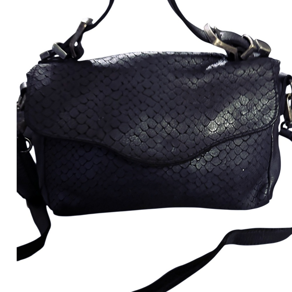 Giorgia Milano black leather satchel snakeskin- embossed crossbody